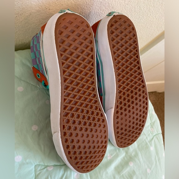 Vans Sk8-Hi Orange and Checkered Sneakers Womens size 8 - Picture 12 of 16